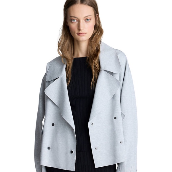 KENNETH COLE Front Short Trench Coat - Grey Heather- Size Small - Picture 1 of 10